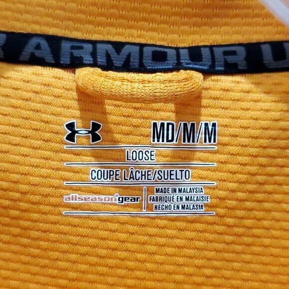 UNDER ARMOUR MAN'S 1/4 ZIP PULLOVER, Sz M, ORANGE, LOOSE FIT, POLYESTER - Picture 5 of 13